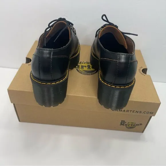 Dr. MARTENS Leona Lo Size 9 Vintage Smooth Leather Lug Sole Heeled Shoe, Black - Picture 6 of 13